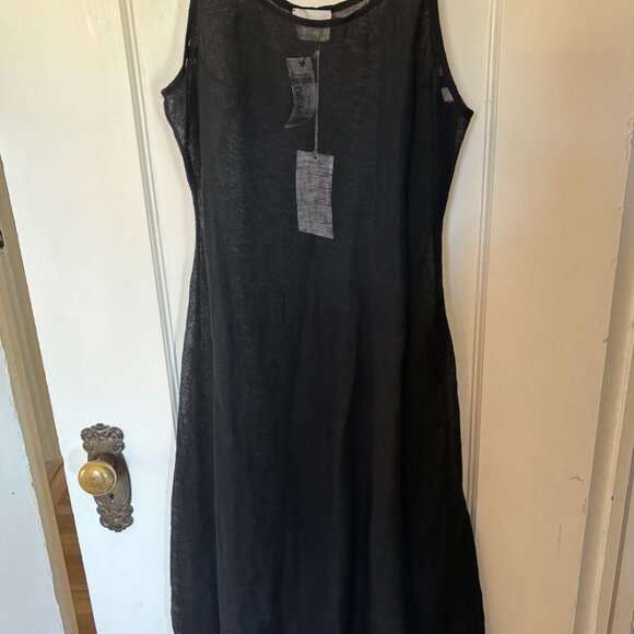 Le Kasha + Net Sustain Idfa Organic Linen Midi Dress - Black Size Medium - Picture 7 of 10